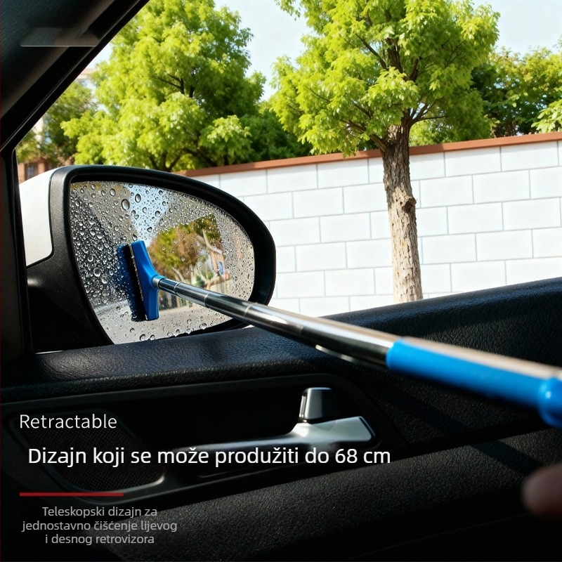 Brisač za automobilski retrovizor s teleskopskom od nehrđajućeg čelika, brisač za staklo prozora i odmagljivanje, alat za čišćenje automobila