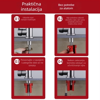 Kuhinjski faucet: držač za brzo postavljanje protiv otpusta matice, za toplu i hladnu vodu, ABS tijelo, 32 mm priključci