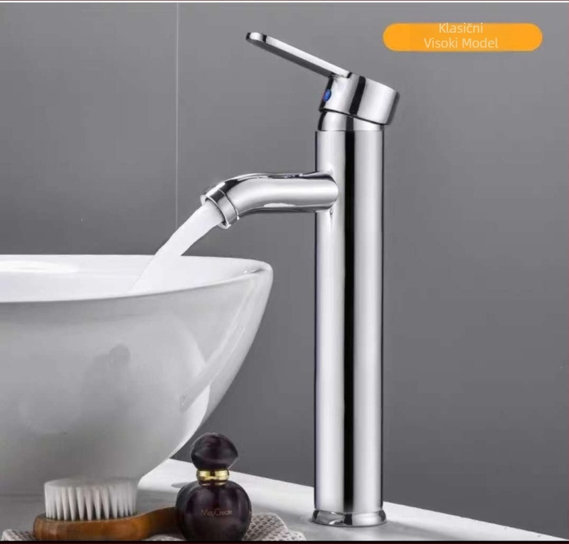 Nehrđajući čelični miješalica za lavabo, stolni miješalica za sudoperu, keramički kasetni ventil, model SK-6688, 1 MPa, 90°C