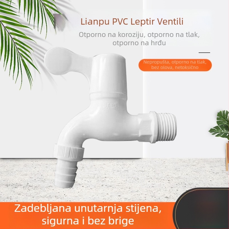 LS1 ugrađena zidna slavina za perilicu, plastično tijelo, keramčni središnji ventil s čipom, 1,6 MPa