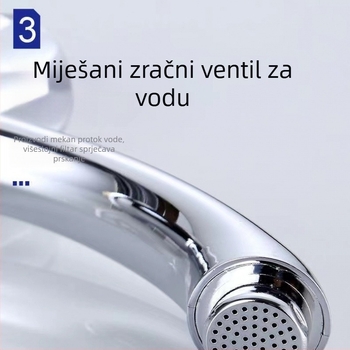 Kuhinjska slavina s hladnom vodom za umivaonik – keramički disk ventil, kromirani završetak, plastično tijelo, trostruka konstrukcija, kompatibilno s montažom ispod i iznad umivaonika