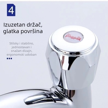 Kuhinjska slavina s hladnom vodom za umivaonik – keramički disk ventil, kromirani završetak, plastično tijelo, trostruka konstrukcija, kompatibilno s montažom ispod i iznad umivaonika