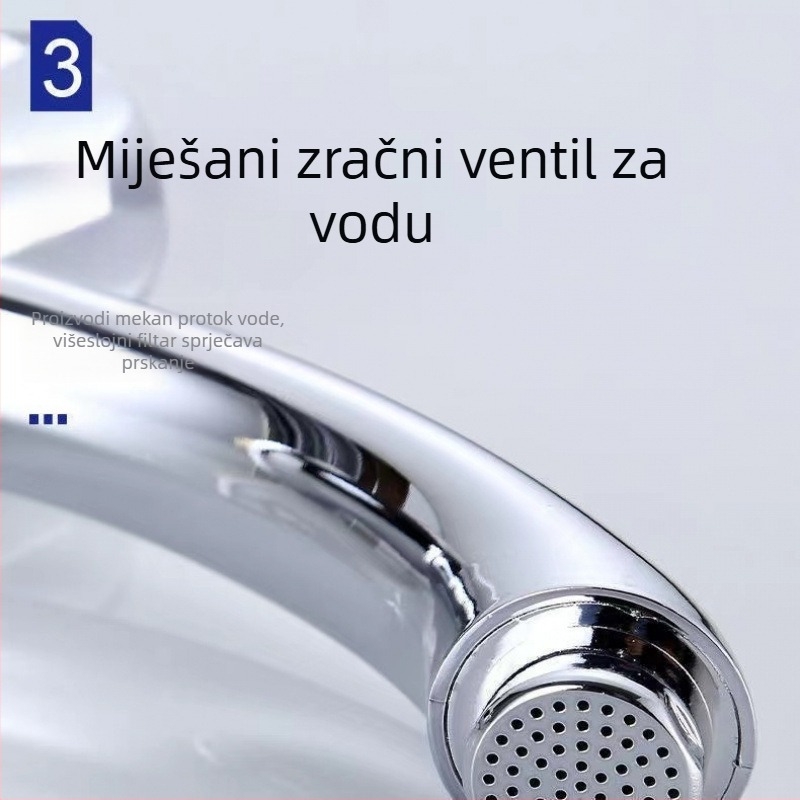 Kuhinjska slavina s hladnom vodom za umivaonik – keramički disk ventil, kromirani završetak, plastično tijelo, trostruka konstrukcija, kompatibilno s montažom ispod i iznad umivaonika