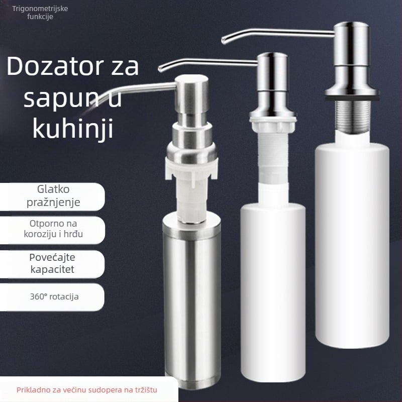Dispenzer za sapun, 304 nehrđajući čelik, ručni pritisak, novi kineski stil, za kuhinjski sudoper
