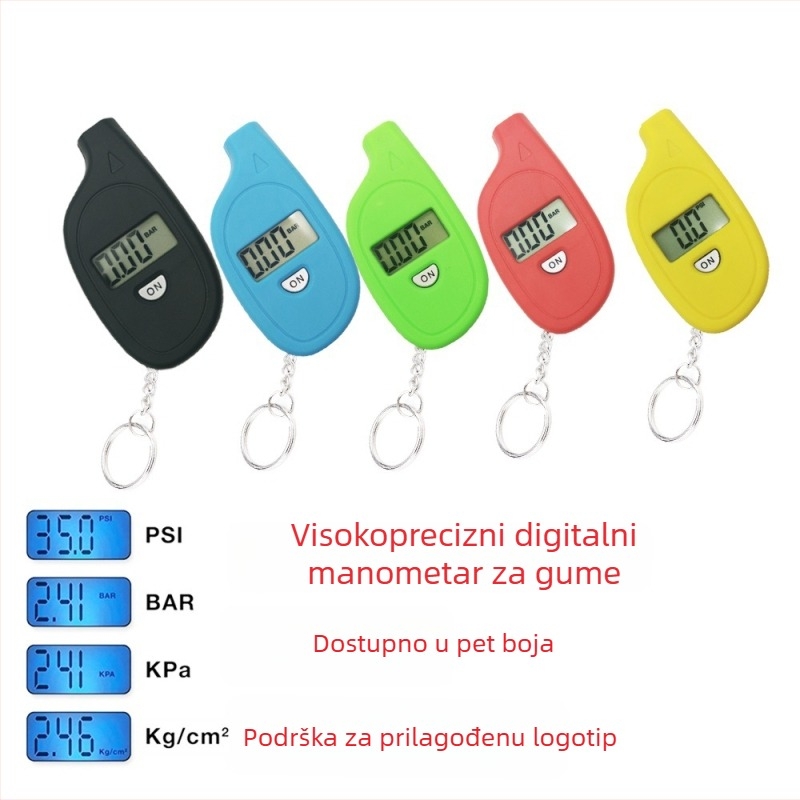 Ključni lanac s digitalnim mjeračem tlaka u gumama, elektronički manometar HB-112, raspon 0-150, digitalni prikaz, visoka preciznost