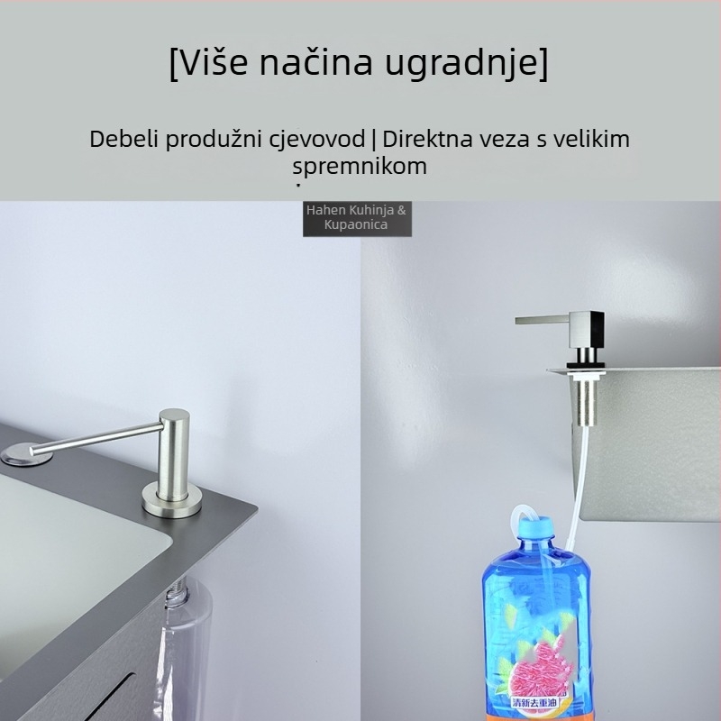 Dozator sapuna za kuhinjsku umivaonicu – 304 nehrđajući čelik, elektroplatiranje, ručno pritiskanje, težina 250 g