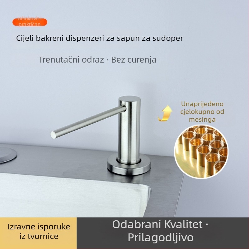 Dozator sapuna za kuhinjsku umivaonicu – 304 nehrđajući čelik, elektroplatiranje, ručno pritiskanje, težina 250 g