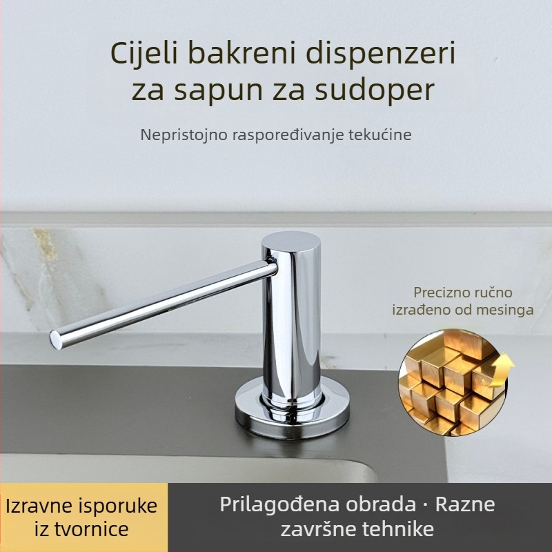 Dozator sapuna za kuhinjsku umivaonicu – 304 nehrđajući čelik, elektroplatiranje, ručno pritiskanje, težina 250 g