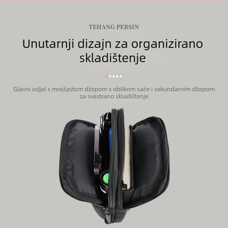 Muška taktička pojasna torba za telefon, crossbody, poliester, prozračna, vodootporna, otporna na habanje, 0,22 kg