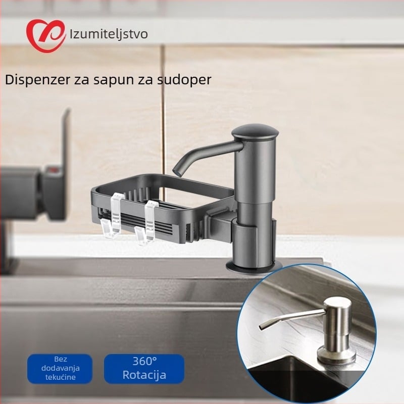 Kuhinjski dozator sapuna od ABS-a, ručni pritisak, elektroplatiranje, moderan minimalistički dizajn, težina 0,5 kg