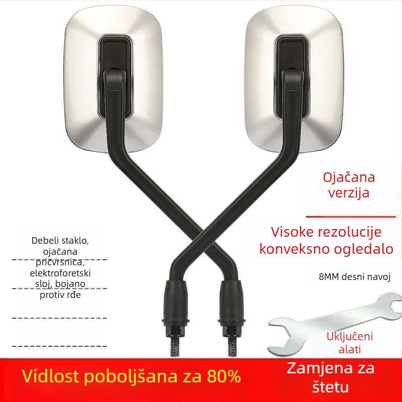Zadnje ogledalo za električni skateboard, 8 mm HD konveksno ogledalo, univerzalna kompatibilnost