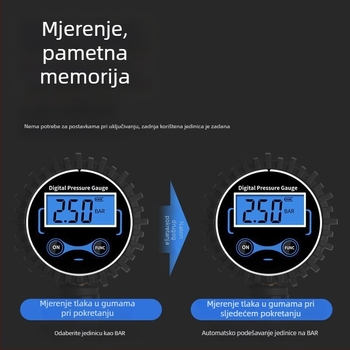 Visoko precizan digitalni mjerač tlaka u gumama s pištolom za napuhivanje i LCD zaslonom