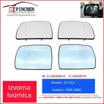 Lentila stražnjeg ogledala za BMW X5 E53 (1999-2006) - ravno staklo, zamjena, CZPINCHEN, modeli 51168408797, 51168408798