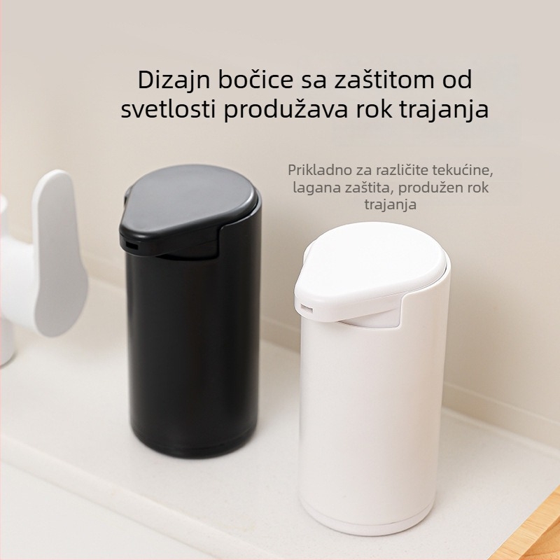 Ručni dozator sapuna — materijali: ABS, silikon gel i PP; težina 135 g; završna obrada: brušenje i poliranje; moderan minimalistički stil; funkcija: ručno pritiskanje