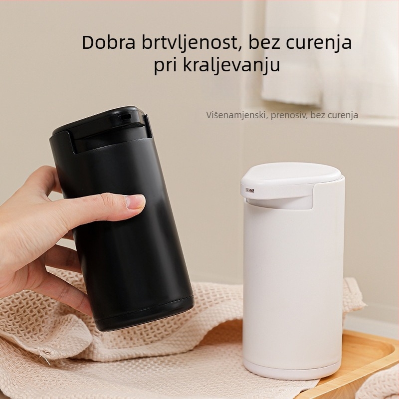Ručni dozator sapuna — materijali: ABS, silikon gel i PP; težina 135 g; završna obrada: brušenje i poliranje; moderan minimalistički stil; funkcija: ručno pritiskanje