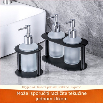 Dispenzer tekućeg sapuna za ploču u kupaonici, moderni minimalistički stil; Longquan ZYP-08, materijal: karbonska čelika, ručni pritisak, težina 0,5 kg.