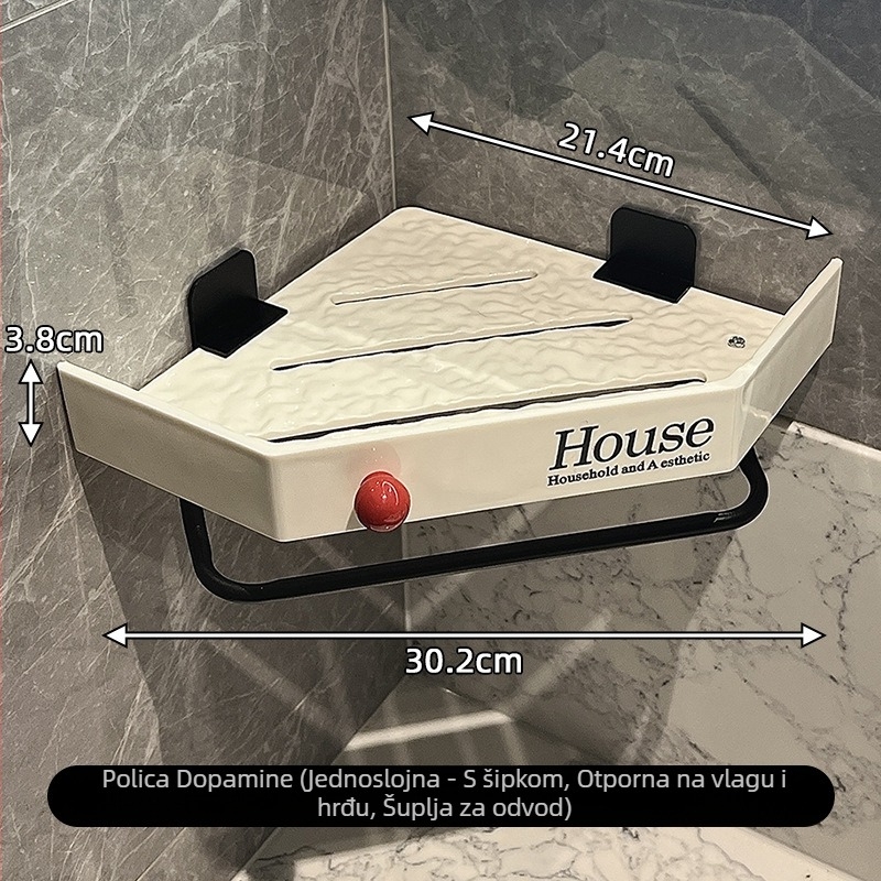 Dopamine kutni zidni stalak, trokutasto polica, 1 razina, nosivost 5 kg, stil laganog luksuza