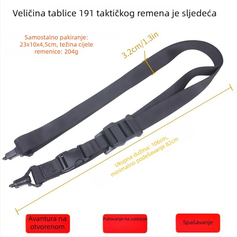 Vanjski taktički remen 191 – Višenamjenski najlon remen za oružje, podesiv