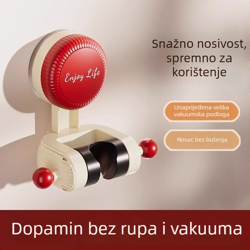 Držač za tuš s pomičnom usisnom čašom, bez bušenja, ABS, podesiva osnova za tuš, kupaonska polica