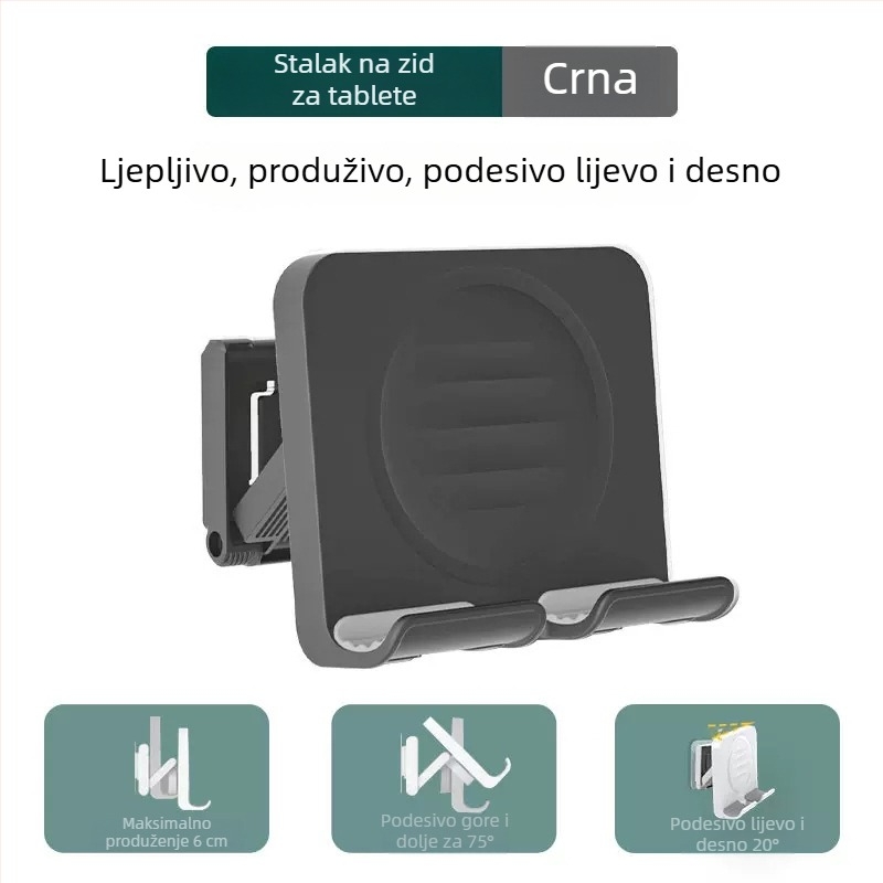 Michael zidni držač za telefon – plastični držač za tablet, jednostavnog i modernog stila, kupaonica, 1 razina, proširivo, bez bušenja