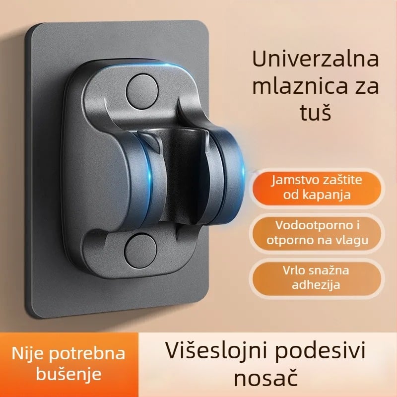 Držač tuš glave bez bušenja – ABS, pričvršćivanje na zid vakuumskim prianjanjem, moderan stil, kupaonski dodatak