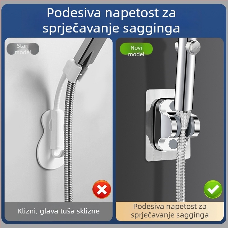 Držač tuš glave bez bušenja – ABS, pričvršćivanje na zid vakuumskim prianjanjem, moderan stil, kupaonski dodatak