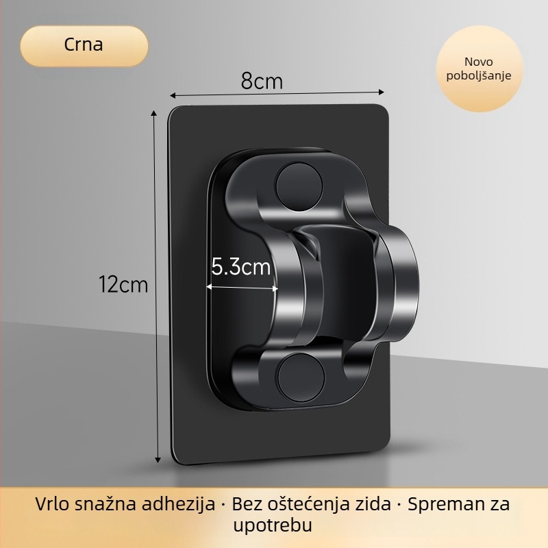 Držač tuš glave bez bušenja – ABS, pričvršćivanje na zid vakuumskim prianjanjem, moderan stil, kupaonski dodatak