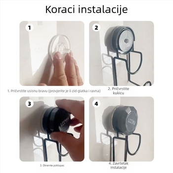 Držač za umivaonik s usisnom čašom, sklopivi, nosivost 5 kg, elektropolirani završetak, model YM-0065