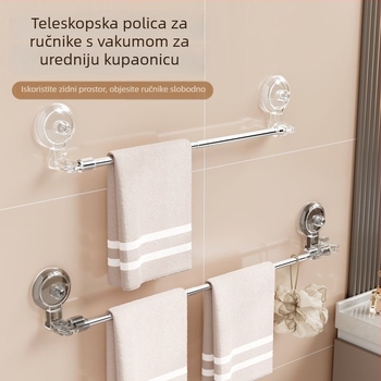 Rotirajući držač ručnika s vakuumskim čašicama, od nehrđajućeg čelika, galvanizirani premaz, nosivost 1.5-5 kg, s jednom razinom, moderni minimalistički stil