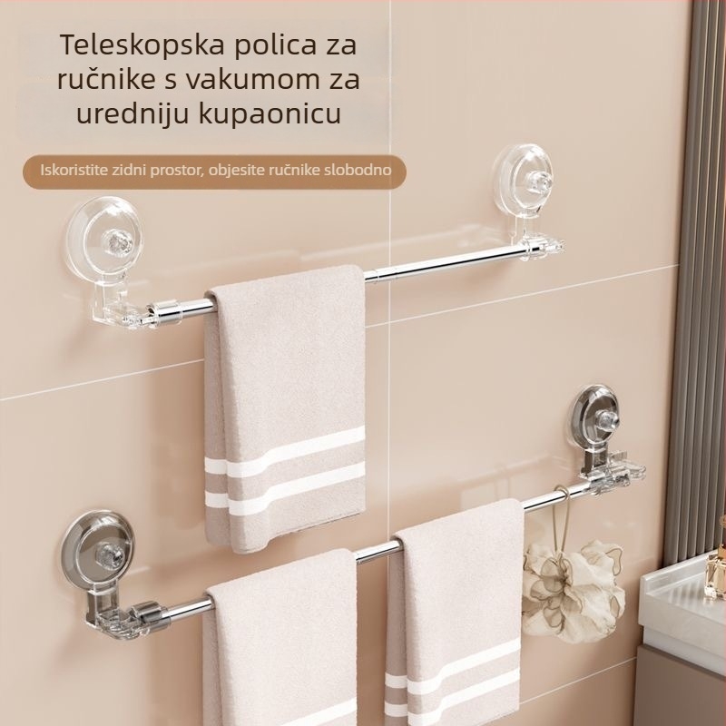 Rotirajući držač ručnika s vakuumskim čašicama, od nehrđajućeg čelika, galvanizirani premaz, nosivost 1.5-5 kg, s jednom razinom, moderni minimalistički stil