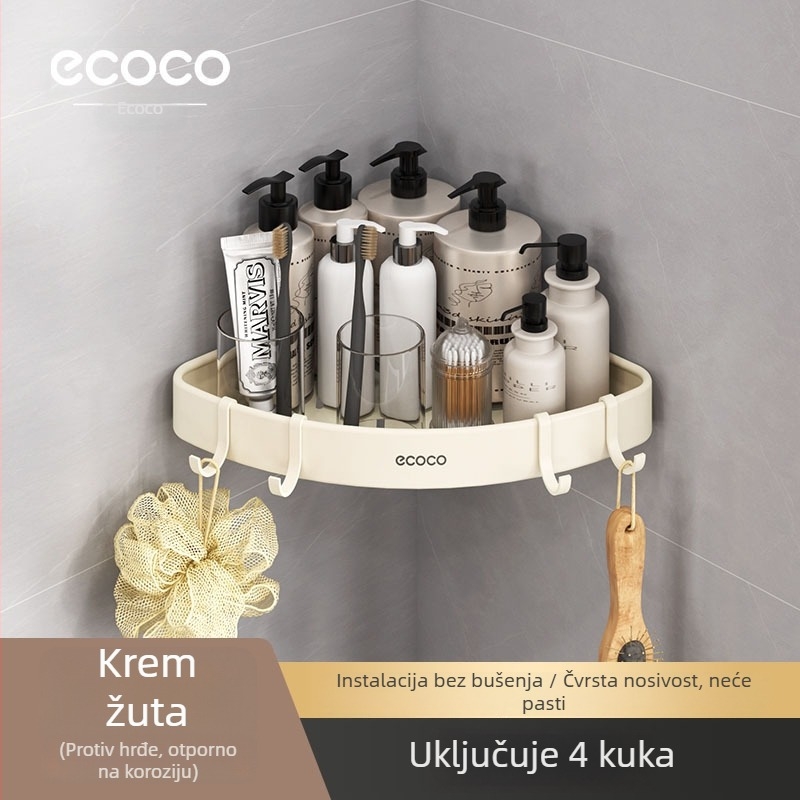 Trokutna zidna polica za kupaonicu – sjajna površina, materijal Space aluminij, nosivost 1–5 kg, jedan nivo, moderan minimalistički stil