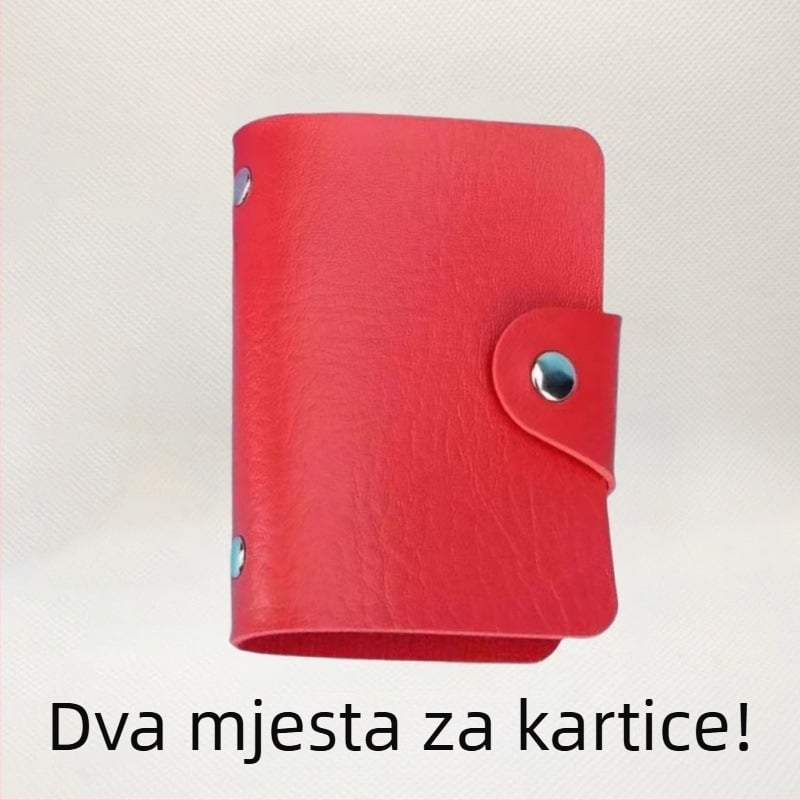 Držač kartica od PU kože s podlogom od hovdje kože, unisex dizajn, jednobojni, kompaktan oblik, proljeće 2024 izdanje