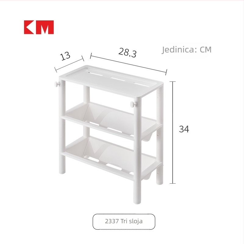 Plastični kutni spremnik za kupaonicu, podni stalak za skladištenje, 3-4 razine