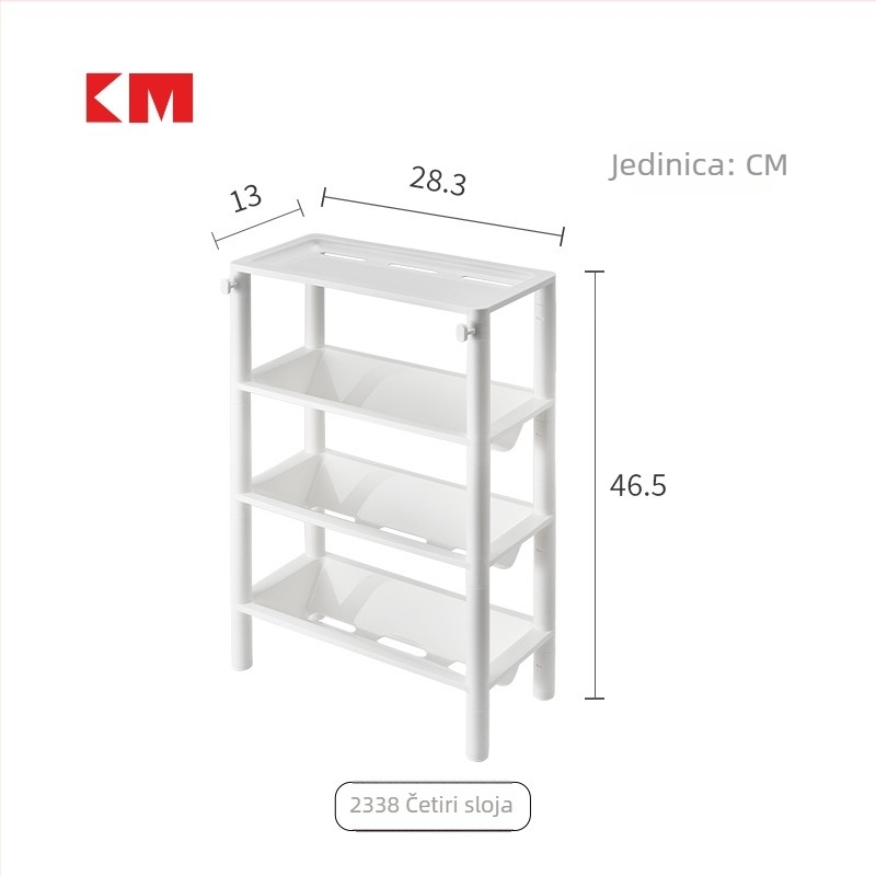 Plastični kutni spremnik za kupaonicu, podni stalak za skladištenje, 3-4 razine