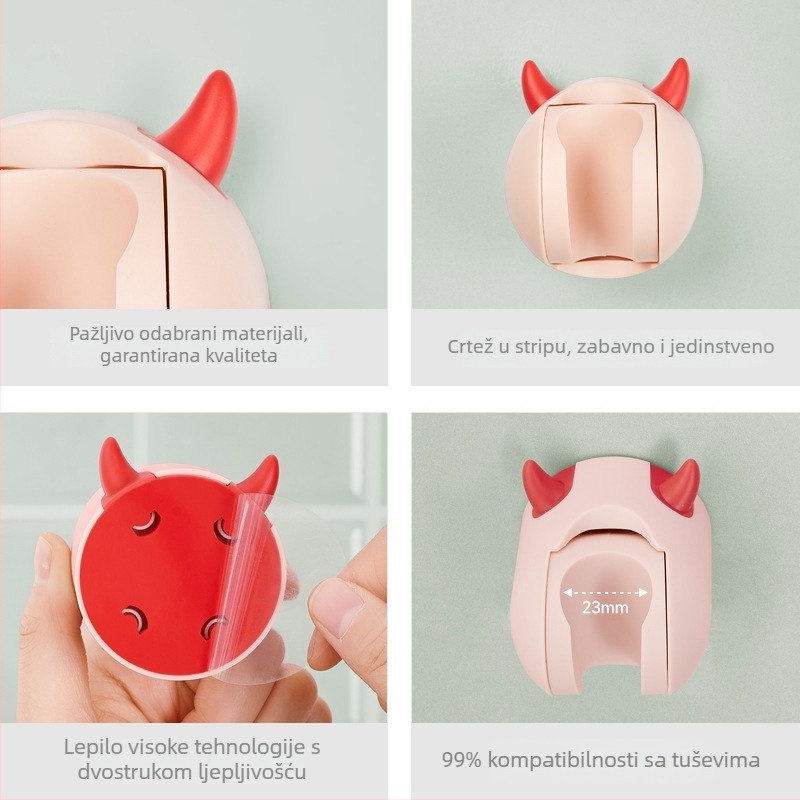 Držač za glavu tuša s vakuumskim montiranjem, podesiv, ABS+HIPS, za kupaonicu