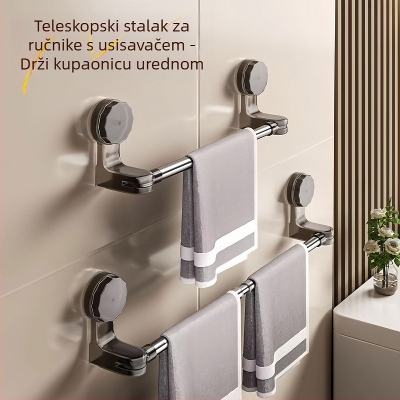 Teleskopski držač ručnika s usisnom čašom, bez bušenja, plastični, branda Qiwang