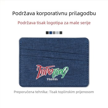 RPET držač kartica s vodoravnim dizajnom, 3 pretinca za kartice, džep za novčić, površina od tkanine