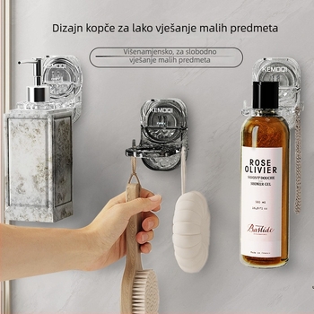 Plastični držač za kupaonicu s usisnom čašom za gel za tuširanje i šampon – bez bušenja, nosivost 10 kg, jednostavan dizajn s jednim nivoom
