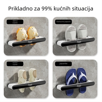 Sklopivi držač papuča za kupaonicu, zidni s usisnom montažom bez bušenja, plastični spremnik za pohranu