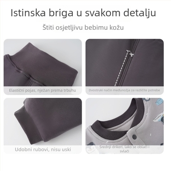 Set za bebe od 100% pamuka s 120 g punjenjem, visokim strukom za zaštitu trbuha, jesenski gornji dio i hlače, dva dijela