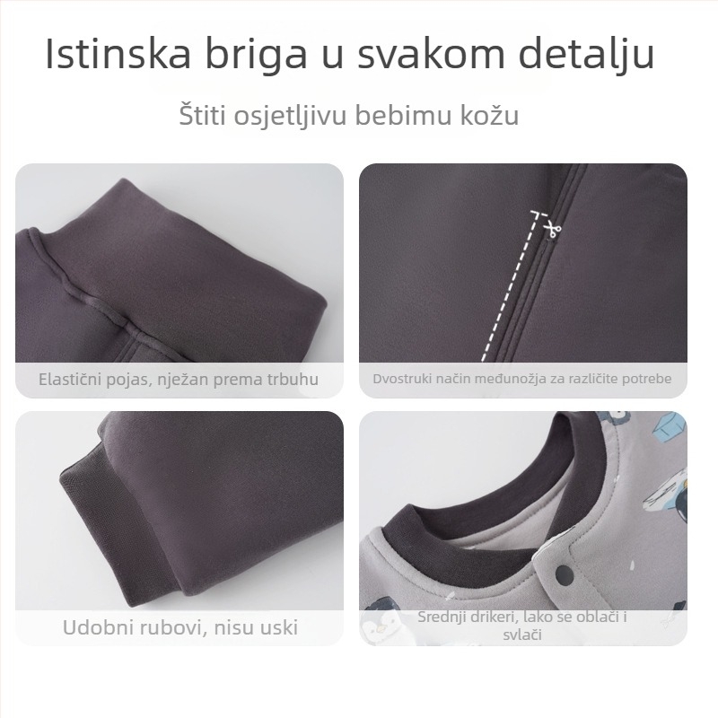 Set za bebe od 100% pamuka s 120 g punjenjem, visokim strukom za zaštitu trbuha, jesenski gornji dio i hlače, dva dijela