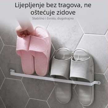 Zidni držač za papuče i ručnike – bez bušenja, montaža usisavanjem, jedne razine