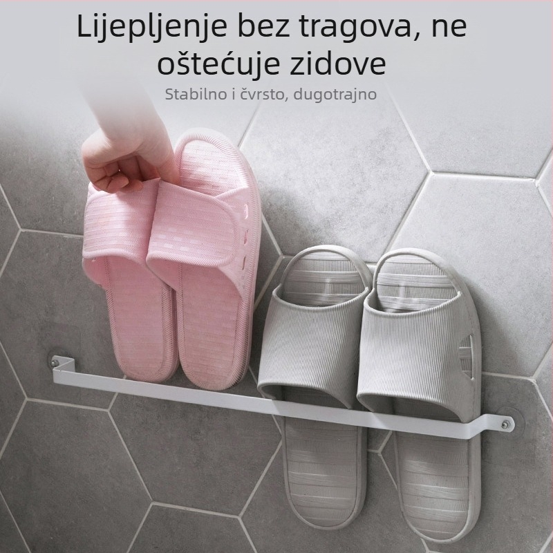 Zidni držač za papuče i ručnike – bez bušenja, montaža usisavanjem, jedne razine