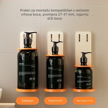 Polica za pohranu gela za tuširanje i šampona u kupaonici – plast, ovalni oblik, 1 razina, moderni minimalistički stil, skidiva