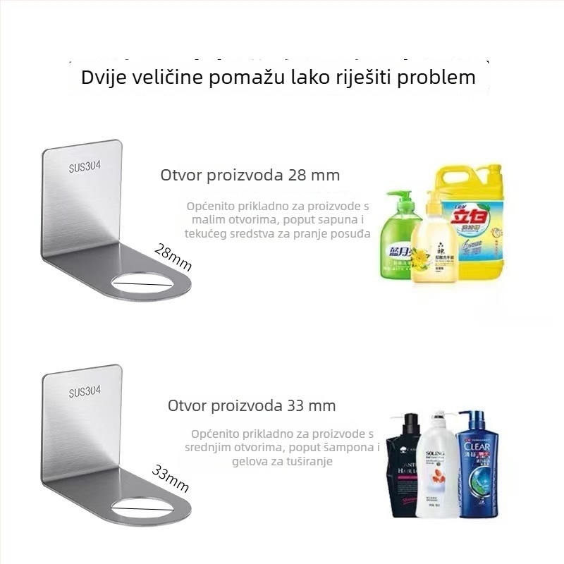 Zidni držač za sapun, dezinfekciju i boce šampona i gela za tuširanje, od nehrđajućeg čelika sa brušenim završnim slojem, nosivost 3 kg, jednom sloju, marka Shanmoting