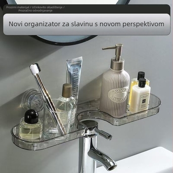 Držač za kupaonicu s usisnom čašom, 1 etaža, glatka plastika, zidni držač, nordični stil, nosivost do 5 kg