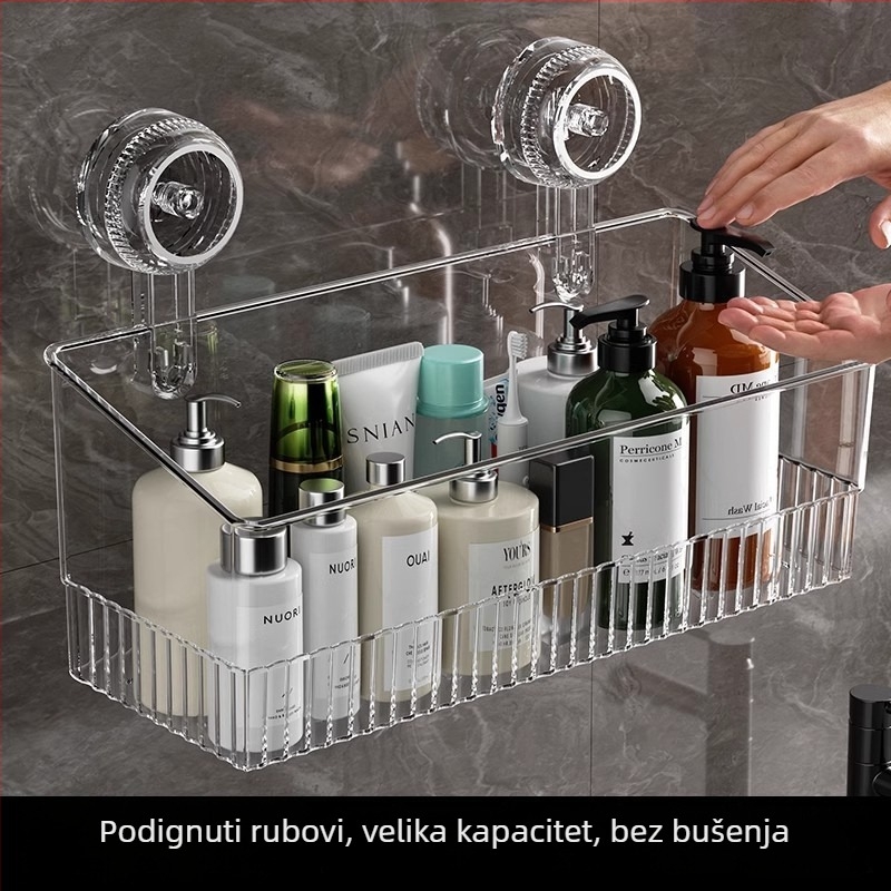 Držač za skladištenje sa suction cup-om, zidni, PET+PC, 1 etaža, kapaciteta 50 kutija