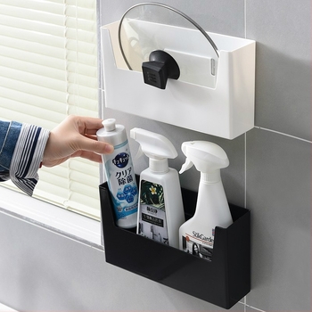 Zidni ormarić za kupaonicu bez bušenja, plastični, jedan nivo, moderan minimalistički stil