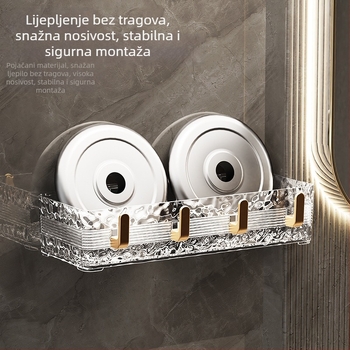 Zidni ormarić za kupaonu za pohranu, plastika, montaža bez bušenja, nosivost 2 kg, 1 etaža