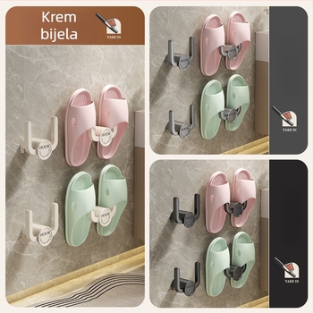 Zidna plastična polica za papuče u kupaonici, 1 sloj, skladištenje i sušenje, modernog jednostavnog stila